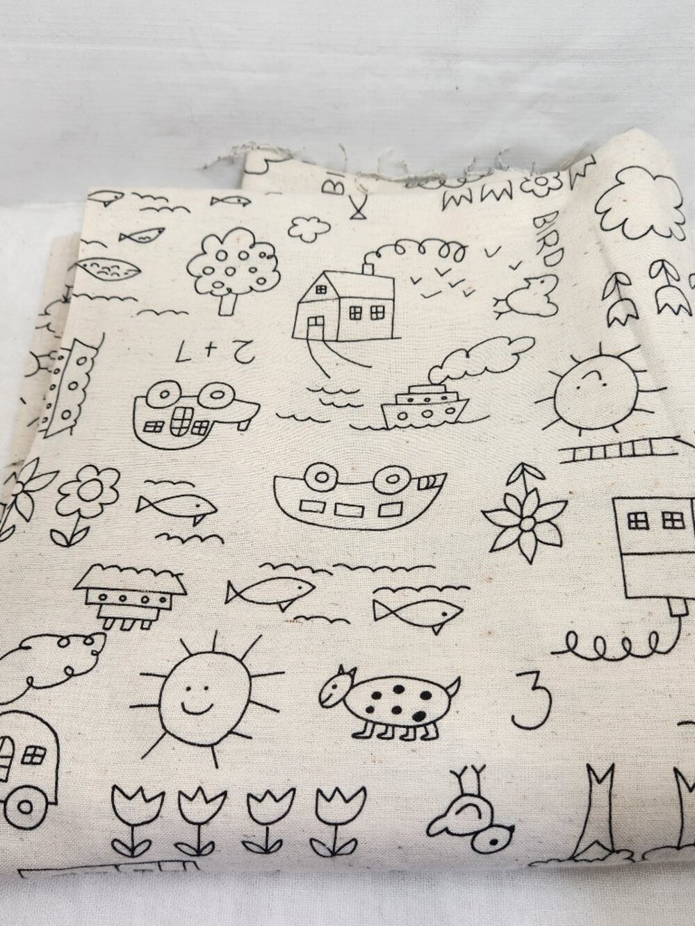 Quilt Sew Raw Cut Fabric Cutting Ivory With Kids Childrens NOVELTY Animals Print
